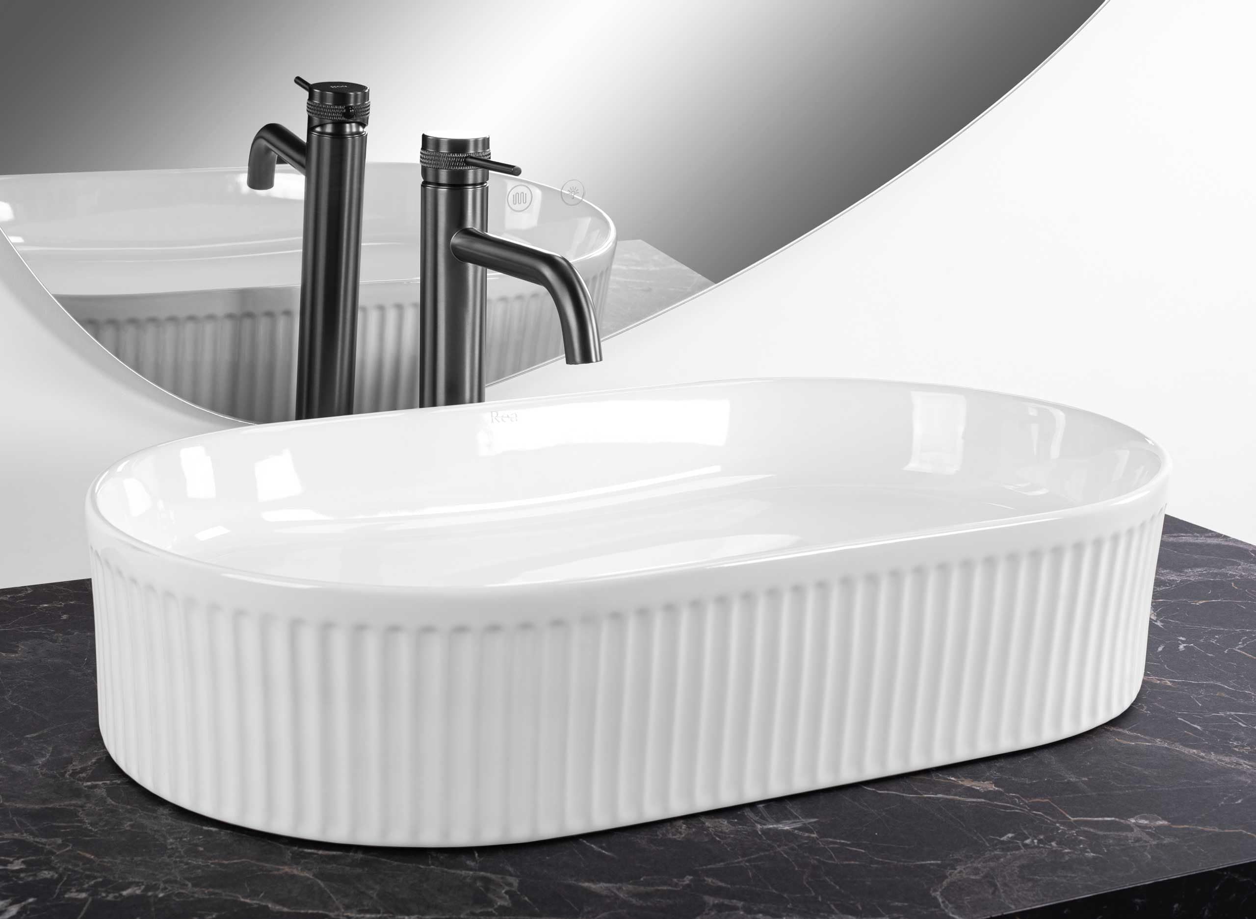 Lavabo Sobre Encimera Rea Vanda 61 Blanco