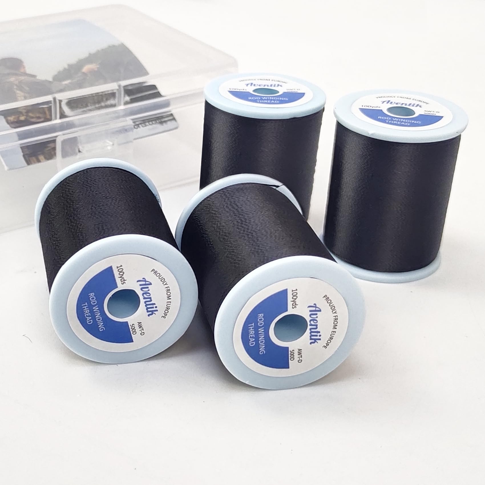 Aventik Fishing Rod Wrapping Thread for Rod Guide Buliding,4PCS 100Yds/Spool 500D Nylon Threads Tip Guide Eyelet Winding Line Broken Fishing Pole Repair Kits(4 Pack Black Nylon Thread)