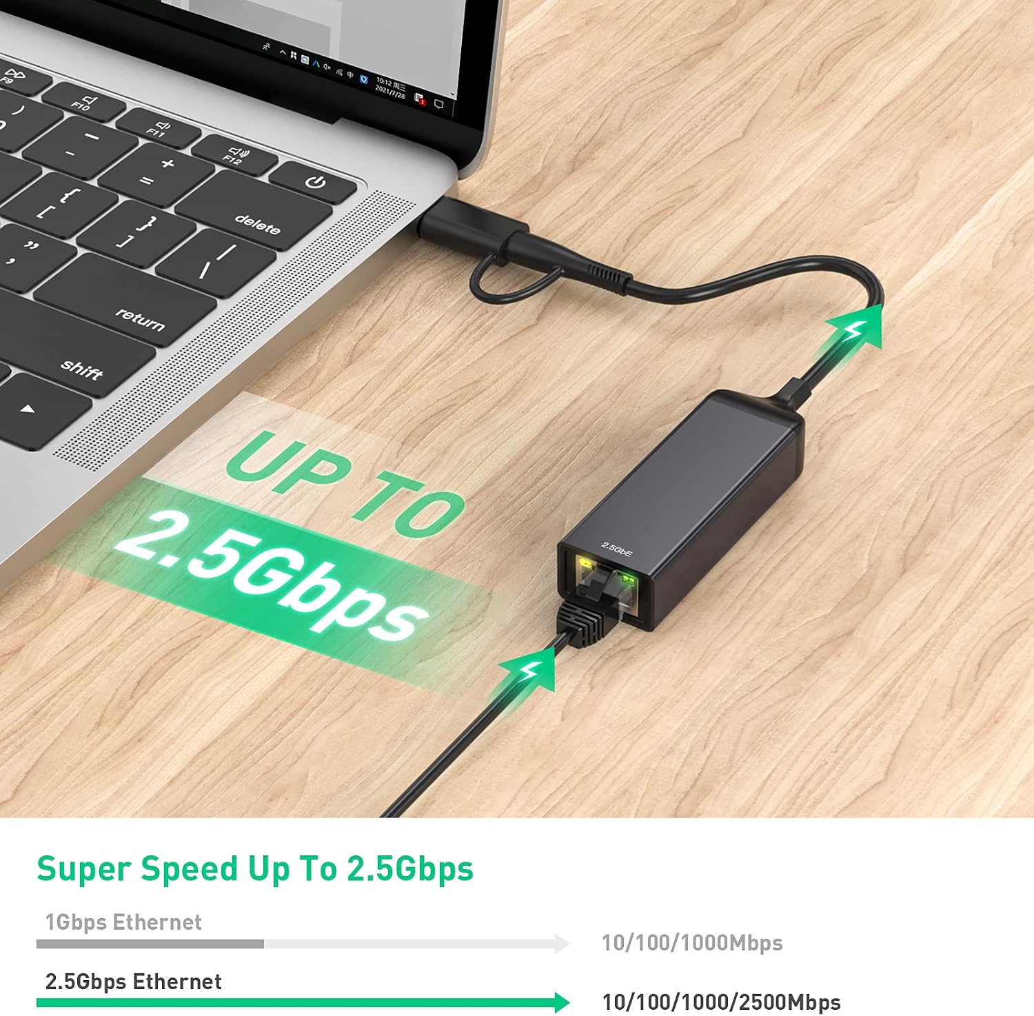 Graphic showing speed comparison up to 2.5Gbps