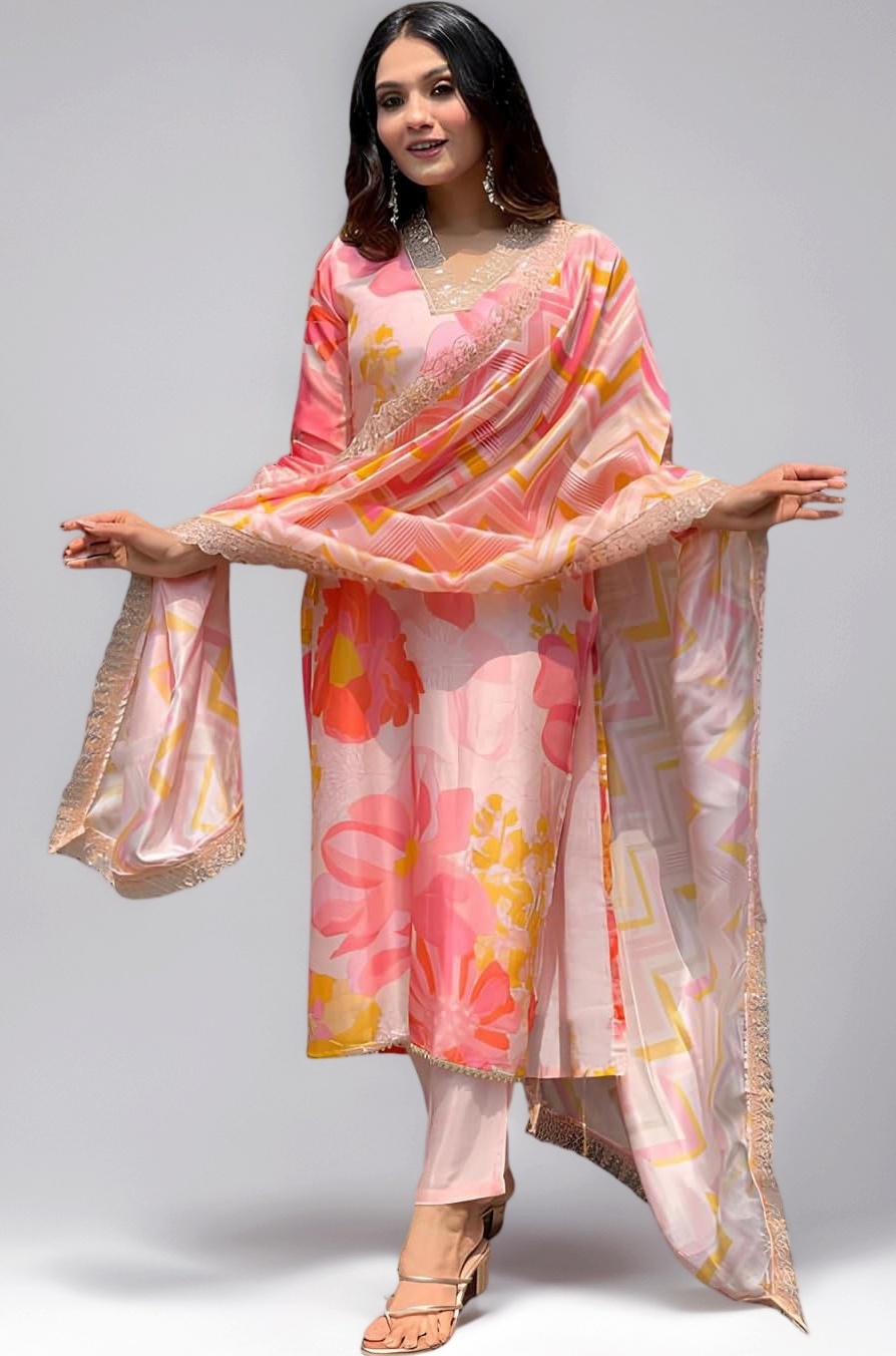 Women's Kurta & Pant with Dupatta || Straight Kurta Outfits || Ethnic Set (SHZ/1499-1606)