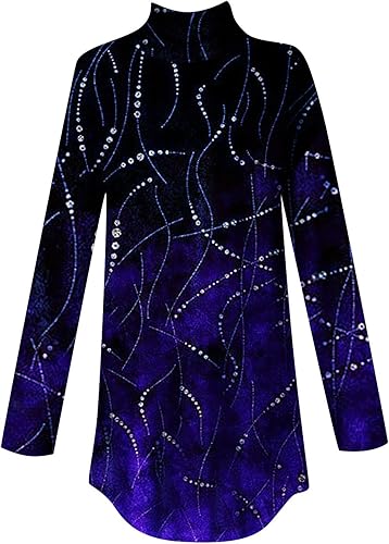 Miniatura 4 de Womens Fall Tops Turtleneck Printed Pullover Long Sleeve Casual Tops Vintage Loose Fit Sweatshirts Y2k Fashion Shirt