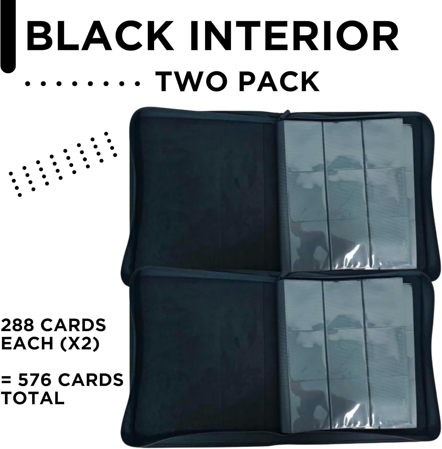 2-Pack Premium 9 Pocket Card Binder for 288 Cards, Scratch Resistant Double Sided Trading Card Binder, Sleek Card Collection Album for Yu-Gi-Oh!, MTG, TCG, game cards & sports cards(Black Interior)