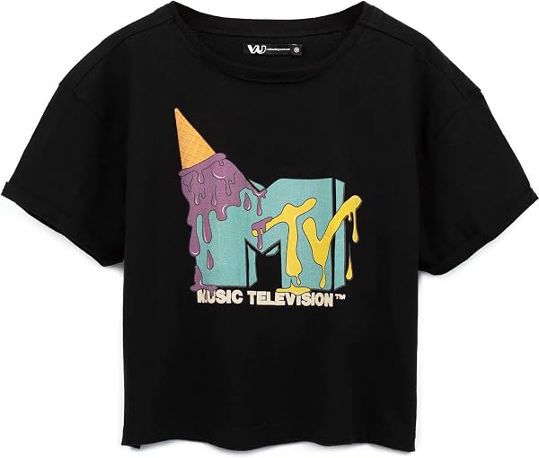 MTV T-Shirt Donna Cropped con Logo Gelato