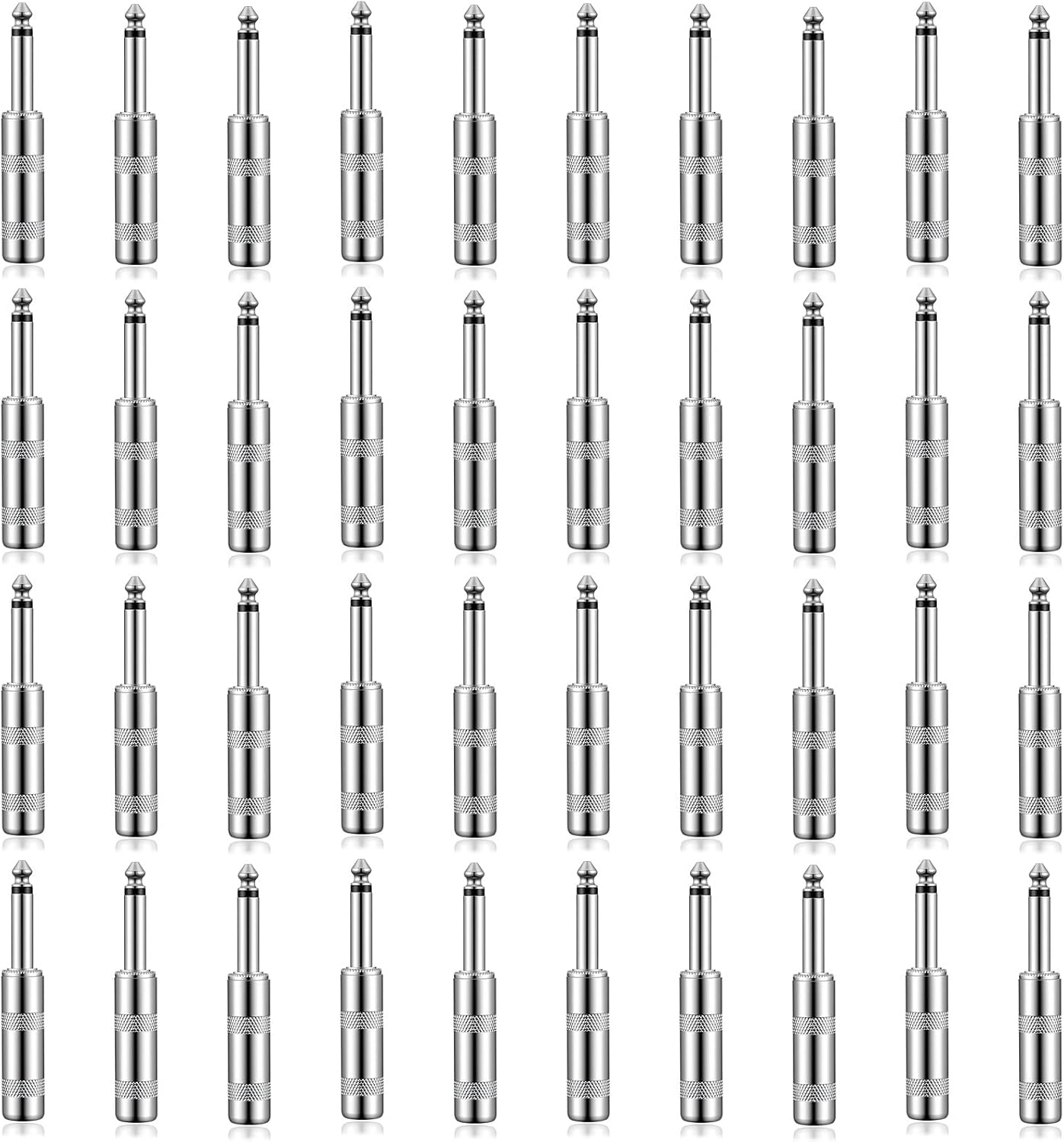 Sabary 40 Pcs Audio 1/4 Inch Ts Plug, 6.35 mm Heavy Duty Ts Mono Male Solder Jack Connector for Speaker Wires, Jumpers, Multi-core Wires for Guitar/Speaker/Microphone Cables, DIY Soldering Required