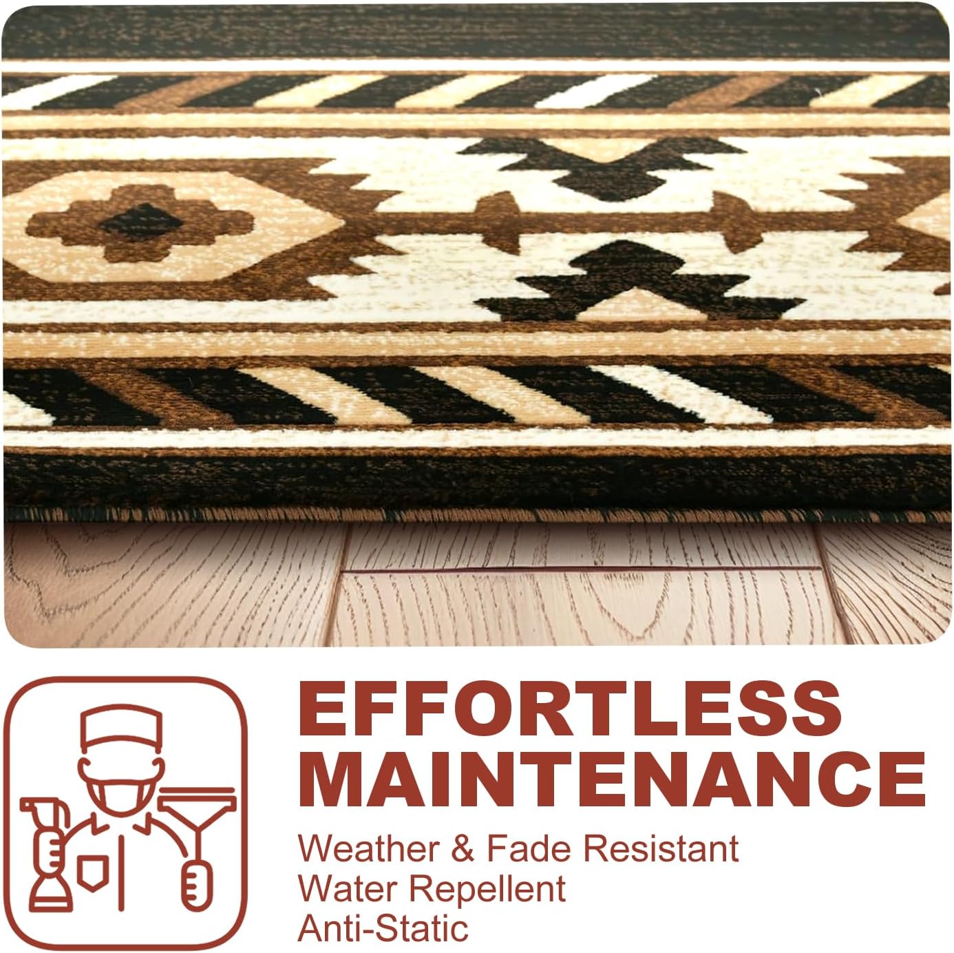 YHSF Southwestern Area Rug - Anti Static, Washable, Soft Native American Tribal Floor Rugs for Living Room, Bedroom, Hallways, and More - Easy-to-Clean Home Decors - Black, 2 Feet x 7 Feet