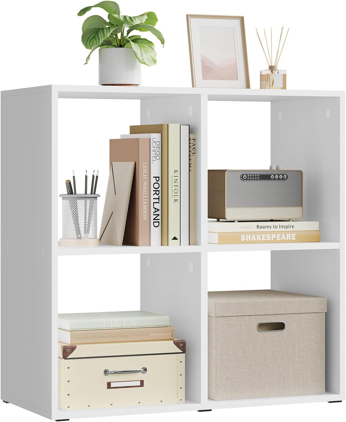 WOLTU Bookcase with 4 Compartments Cube Shelf Standing Shelf 60 x 60 x