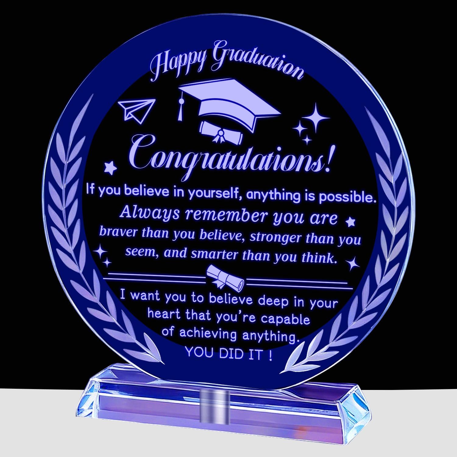 Graduation Gifts 2026, High School College Masters Degree PHD Graduation Gifts for Students, 3D Laser Engraved Crystal Keepsake for Women Men Girls Daughter Son Unisex (Octagon)