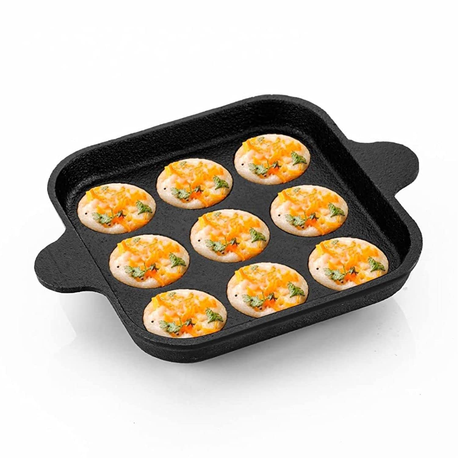Padella Paniyarakkal Antiaderente 12 Cavità Con Coperchio In Acciaio Inox - Per Appam, Paniyaram, Paddu E Poffertjes (Nero) - 4