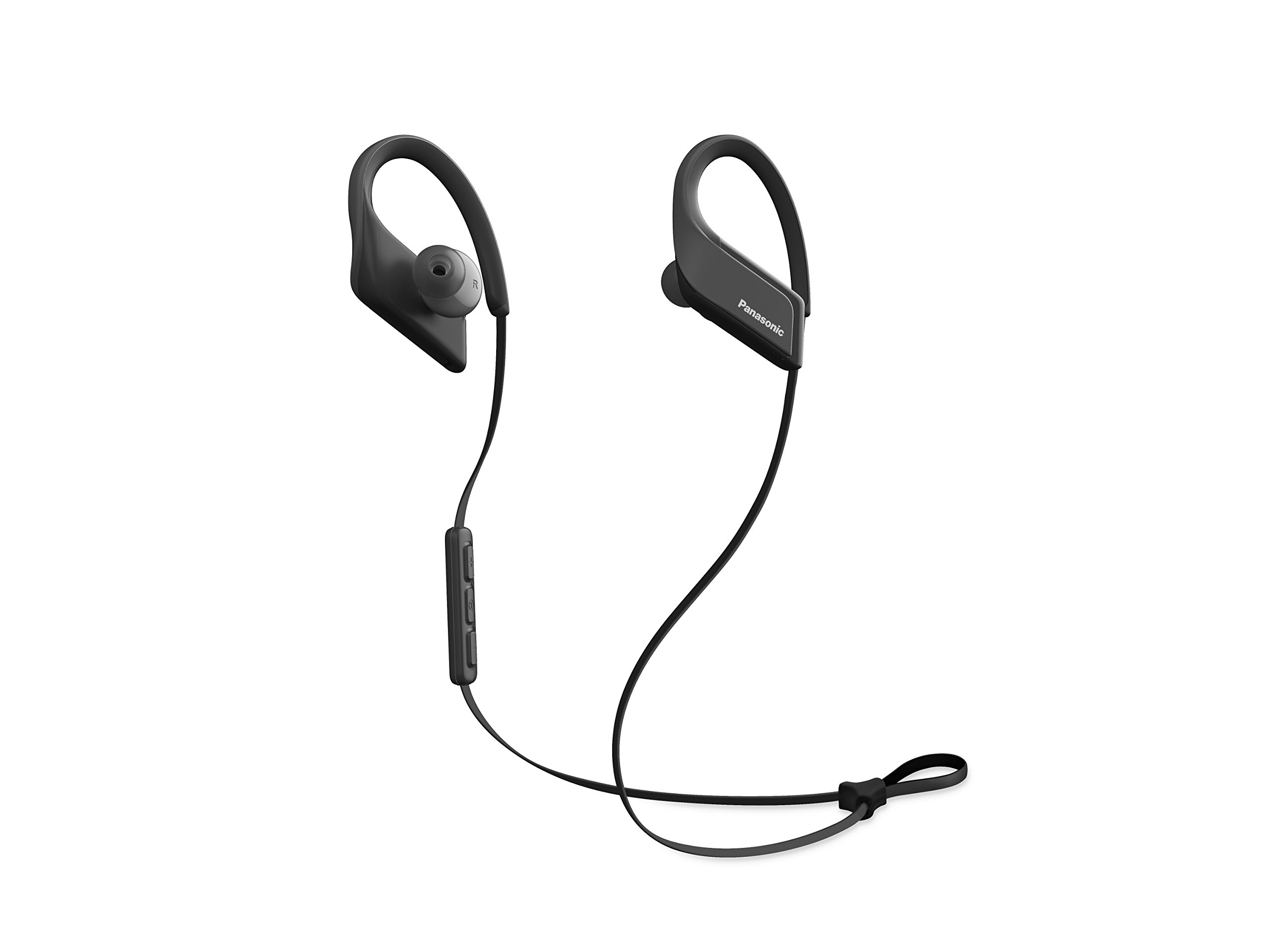 Panasonic RP-BTS35 bezprzewodowe słuchawki sportowe (klips 3D-Flex, szybki regulator dopasowania, odporna na pot, potężne brzmienie basów), czarne