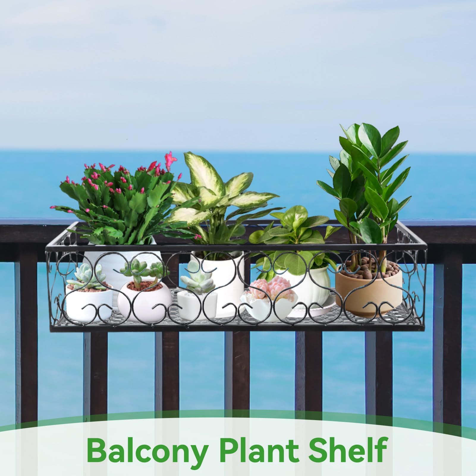 Support De Pot De Fleur De Balcon, Balcon Noir Suspendu Garde-corps Panier De Jardinière Support De Pot De Fleur Support De Fer De Plante Clôture En Pot Monté Paniers De Plantes Rectangulaires Décorat