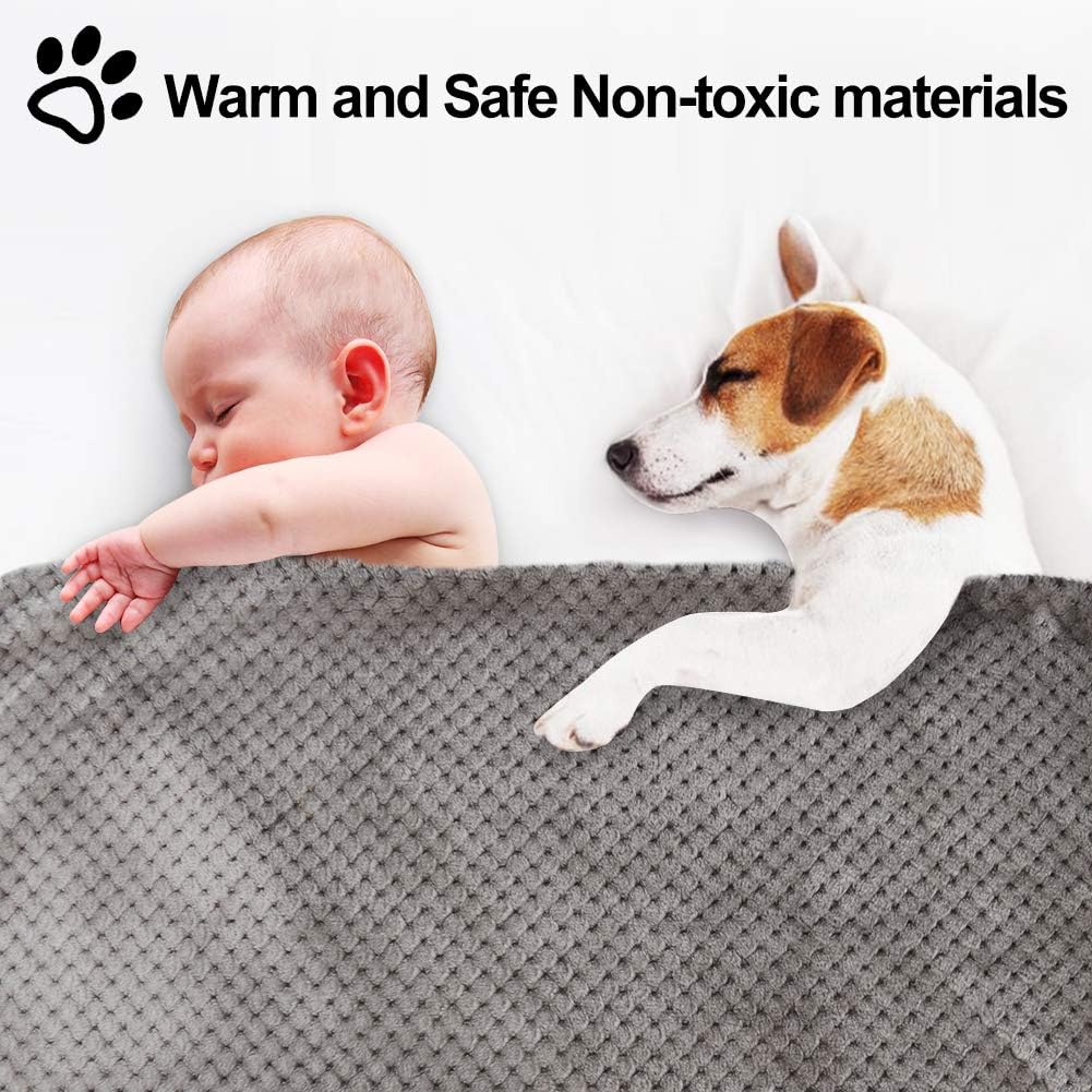Onarway Bilayer Fluffy Sherpa Dog Blankets Thicken 23.6 x 31.5 inch Soft Washable Pet Throw Blanket Sleep Bed Mat for Dogs Puppy Cats & Other Small Pets Grey : Pet Supplies