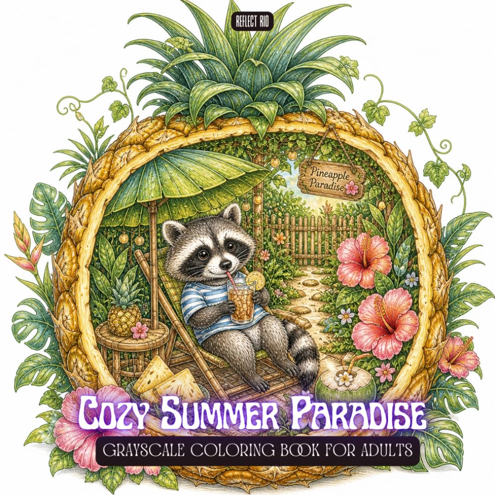 Cozy Summer Paradise Coloring Book: Cute Animals Enjoying Cozy Tropical Worlds Inside Shells, Fruits and Magical Objects – Relaxing Coloring Book for ... Teens (Magical World Inside A Little Thing)