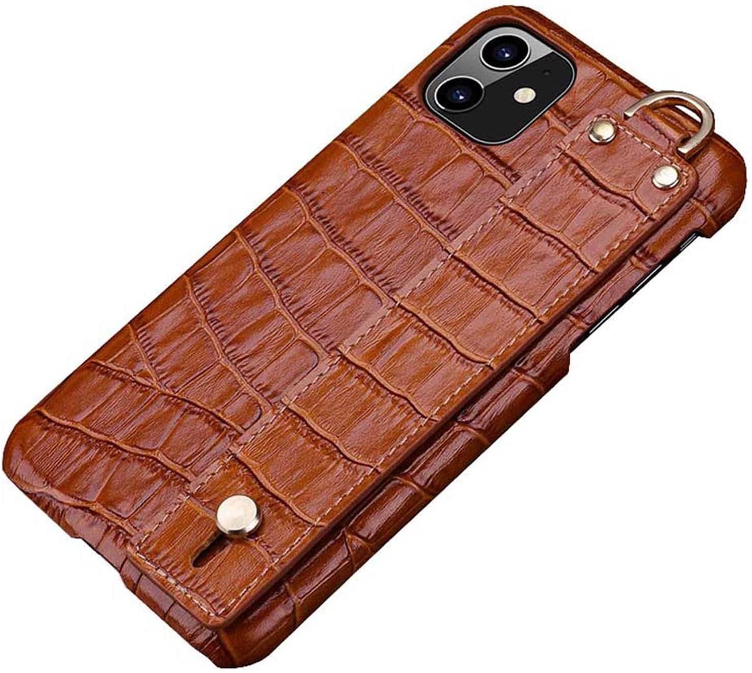 Couverture de téléphone portable cuir crocodile marron iPhone 11 SCHIK