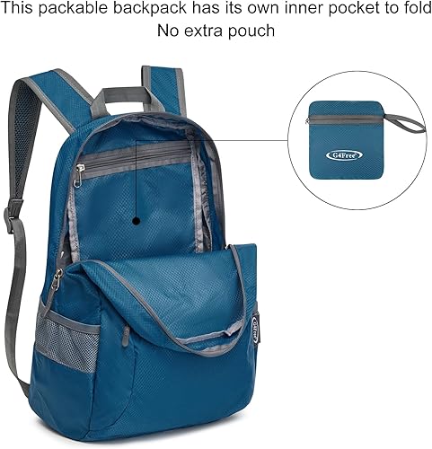 Miniatura 13 de G4Free Ultra Ligero plegable Mochila Senderismo bolsa de diario, práctico plegable camping al aire libre mochila beige (A-Beige)