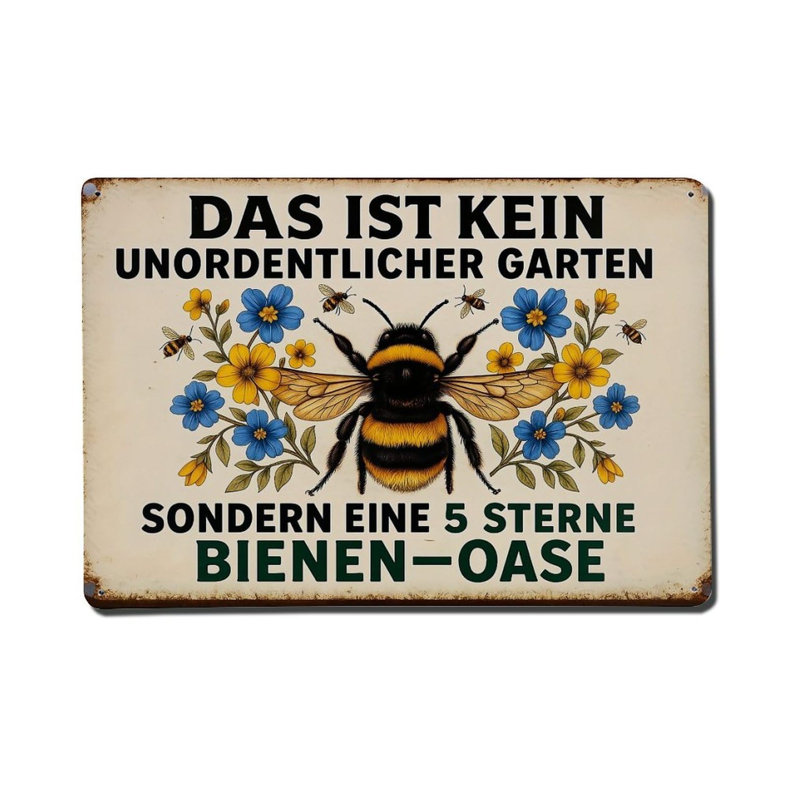 Bee Flower Garden Sign Art Metal Tin Sign Plaque