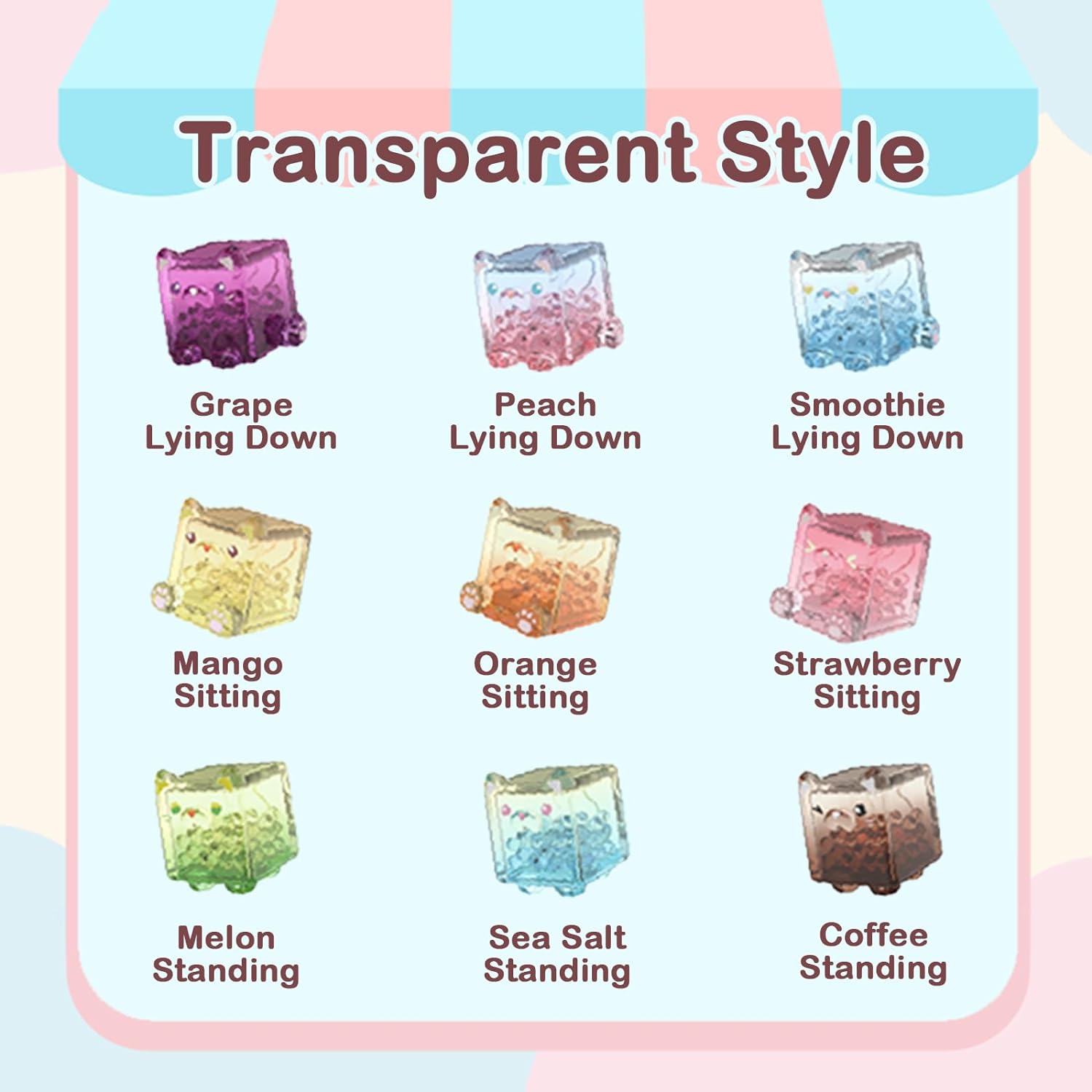 BEEMAI Square Cat Series Blind Pack (5PCs in one Bag) Random Design Cute Figures Collectible Toys Birthday Gifts
