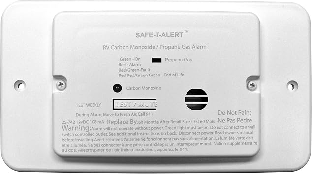 Safe T Alert - Dual LP/CO Alarm - Flush Mount w/Trim Ring White - 25-742-WT-TR