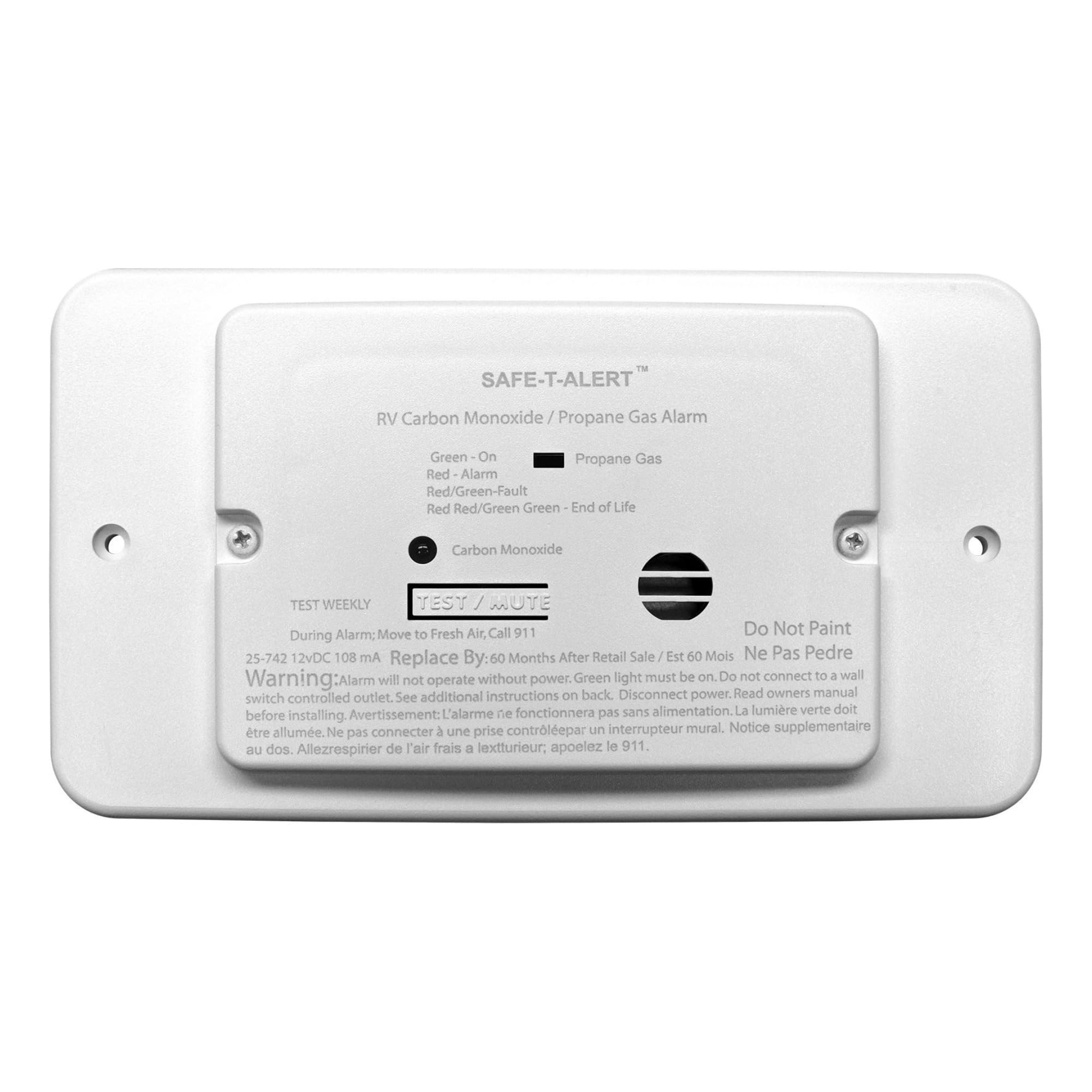 Dual LP/CO Alarm - Flush Mount w/Trim Ring White - 25-742-WT-TR