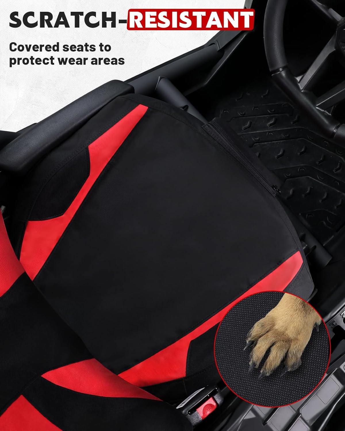 StarknightMT X3 Seat Cover Compatible with Can-Am Maverick X3 & MAX 2017-2026,Waterproof Seat Cover with Pocket for Front Rear Seats Black and Red