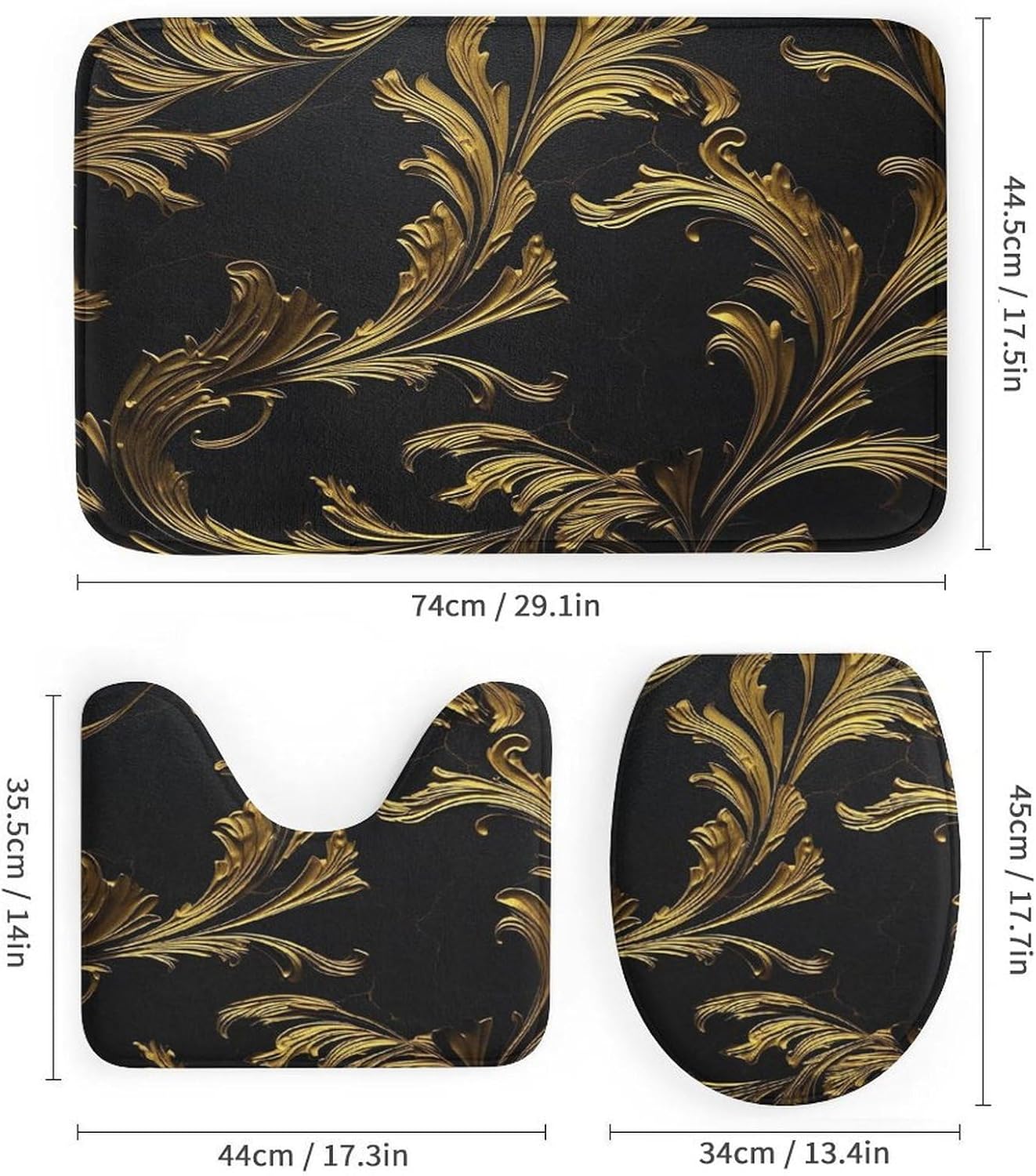 Four Piece Bathroom Set with Toilet Lid Cover and Non-Slip Rugs Minimalist Shower Curtain for Bathroom Set