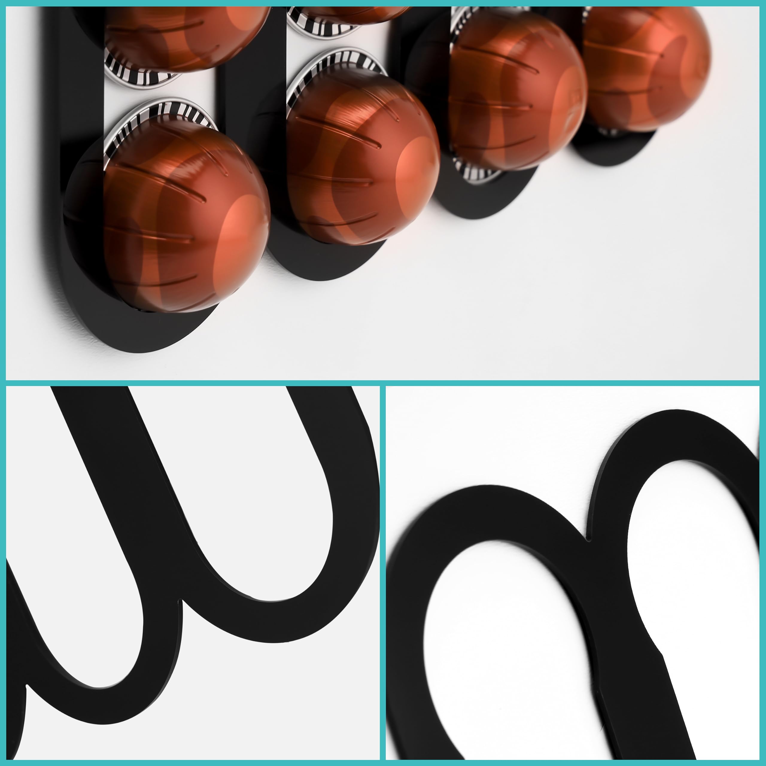 Porta Cialde Caffè Per 20 Capsule - In Acrilico Nero, Adesivo O Da Appoggio - Foto 12