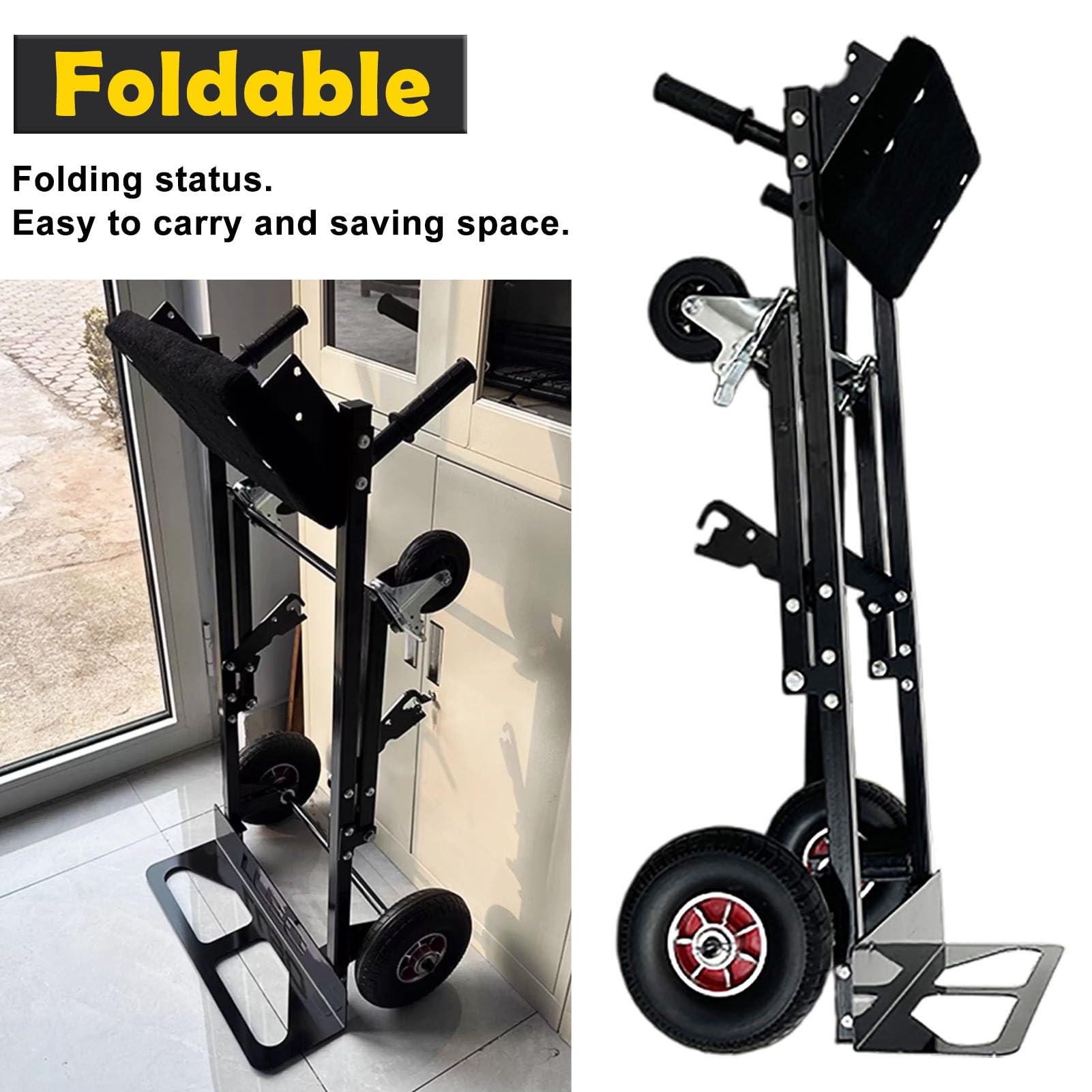 Carrello pieghevole per motore fuoribordo con ruote in gomma, supporto resistente per motori di piccole e medie imbarcazioni