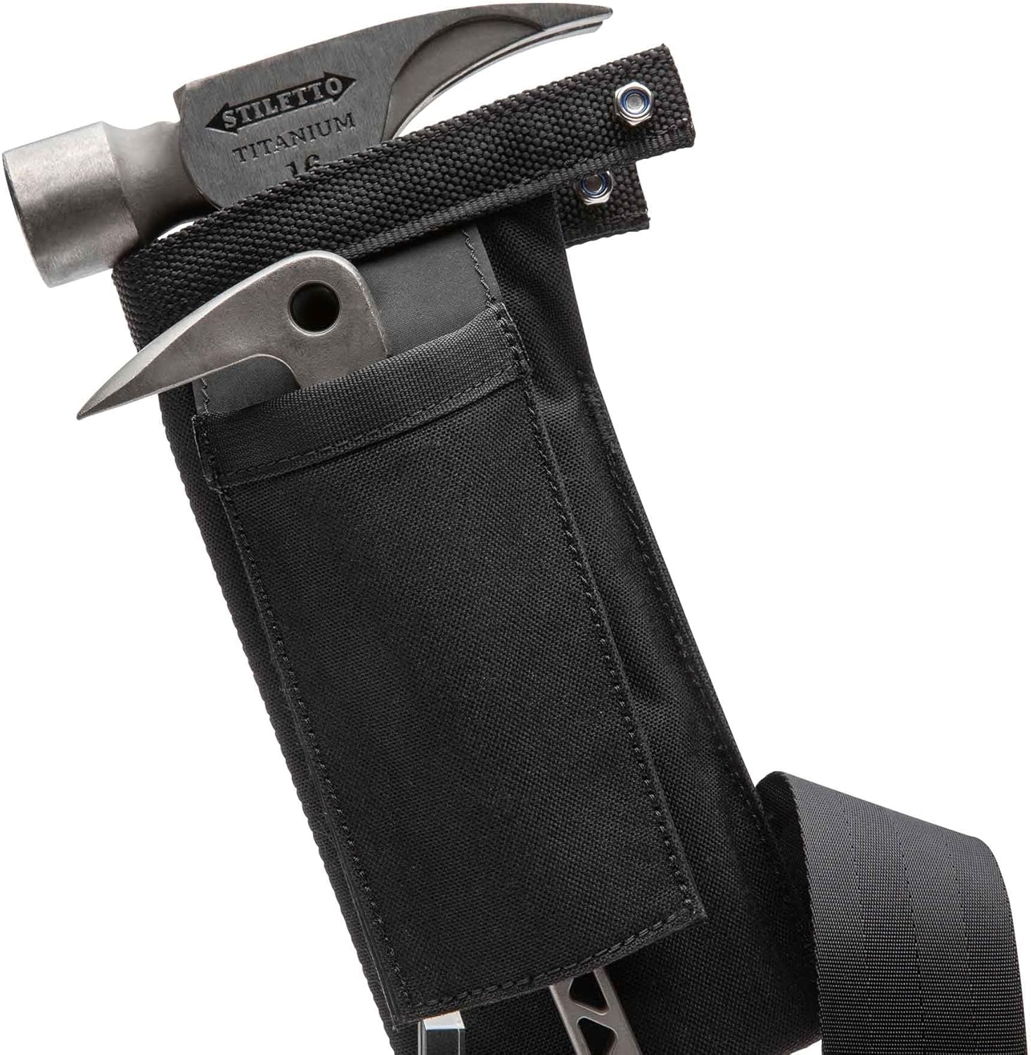 The Diamondback Hammer Holster X - Ergonomic & Durable Open-Bottom Hammer Holder for Belt - Utility Sheath Comes with Prybar Slot (10", 5", 2")
