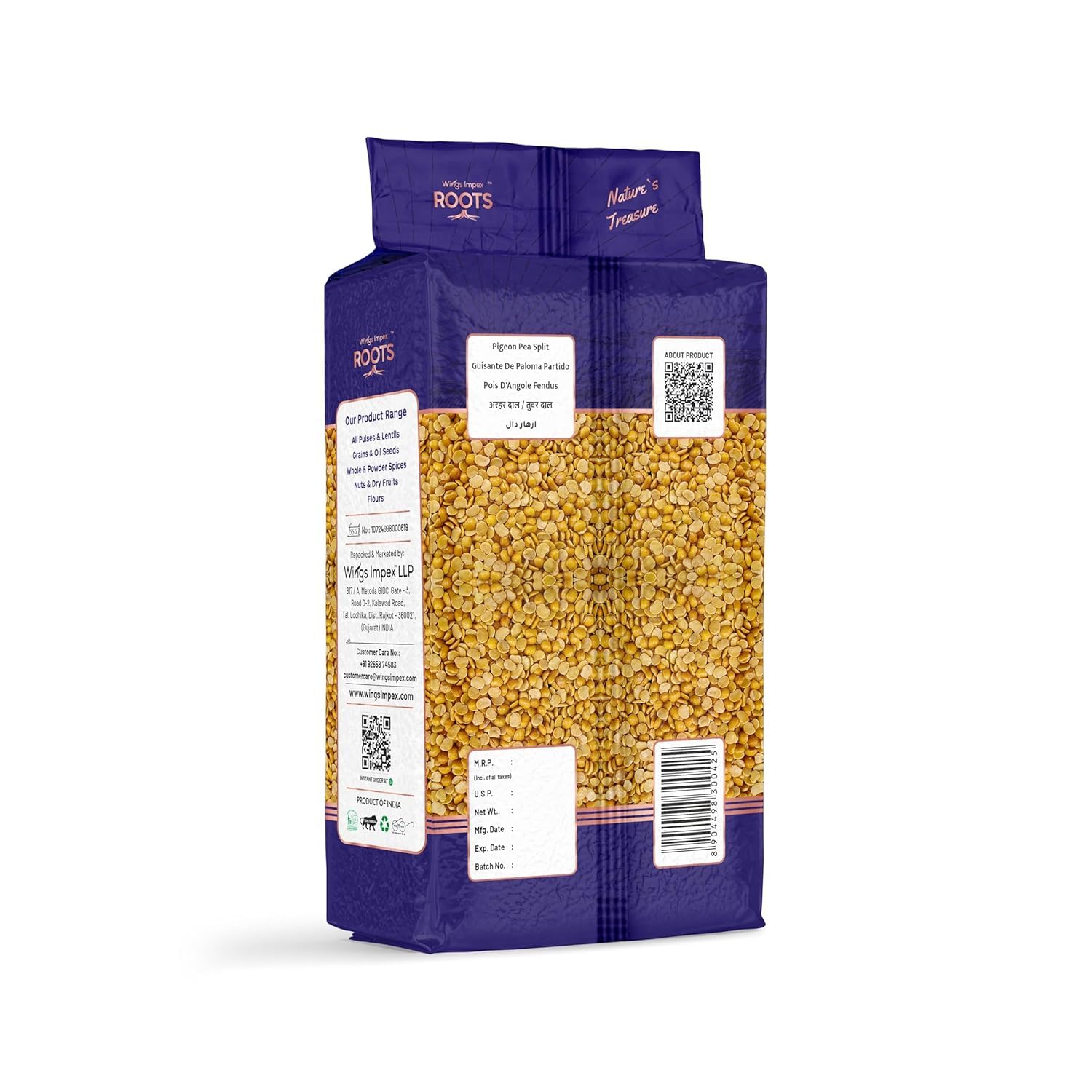 Roots Toor Dal Fatka 2 kg (1 kg - Pack of 2) | Premium Arhar Dal | Protein-Rich & Unpolished Dal | Hygienically Packed | Vacuum Packed - Image 3 thumbnail