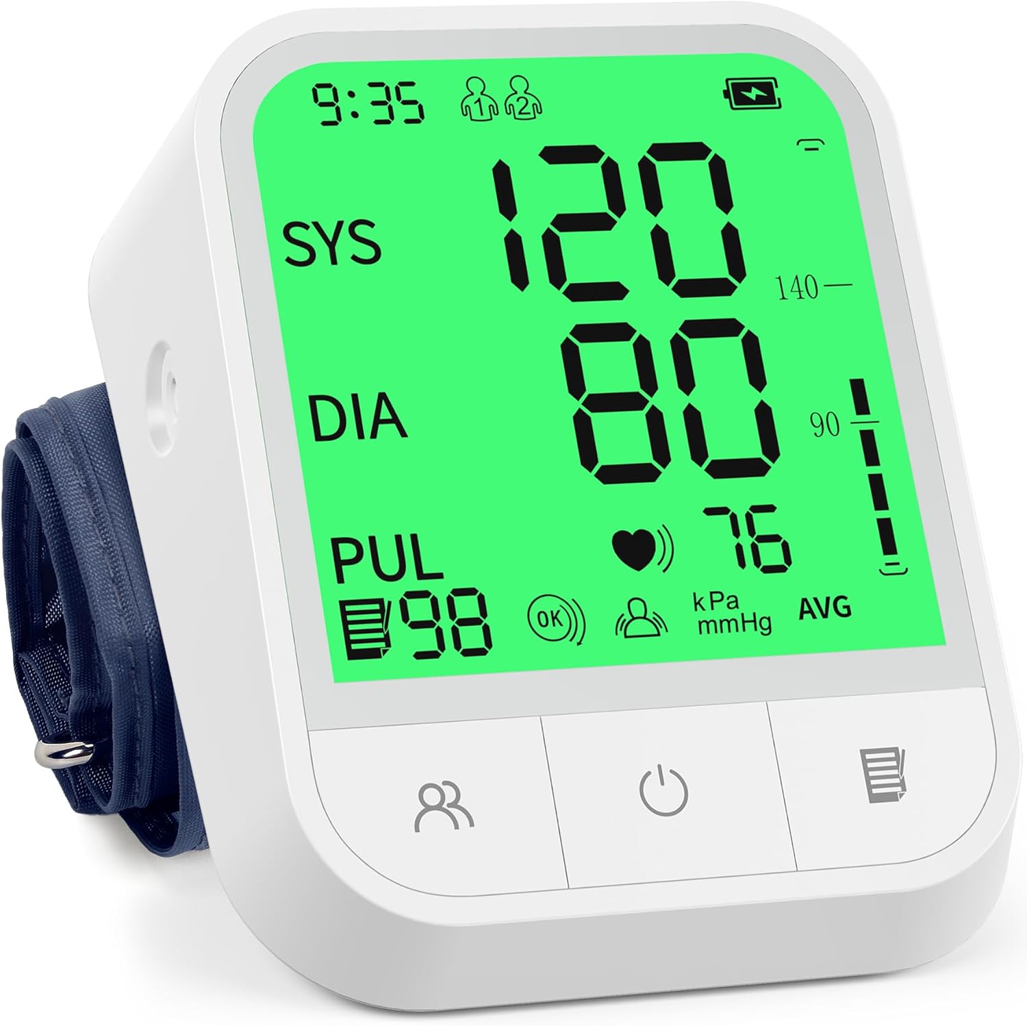 Blood Pressure Monitor Blood Pressure Machine Automatic Upper Arm Adjustable Cuff with Large Backlit Display, 2 * 99 Memory Blood Pressure Monitors for Home Use with Storage Bag