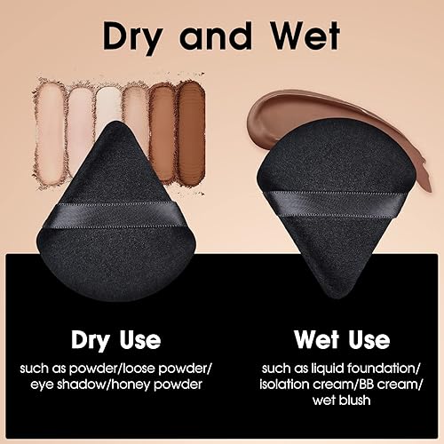 Miniatura 4 de 6 piezas de polvos triangulares para polvo facial, soplo de maquillaje triangular, para fijar polvo, triángulo, terciopelo, aplicador de maquillaje