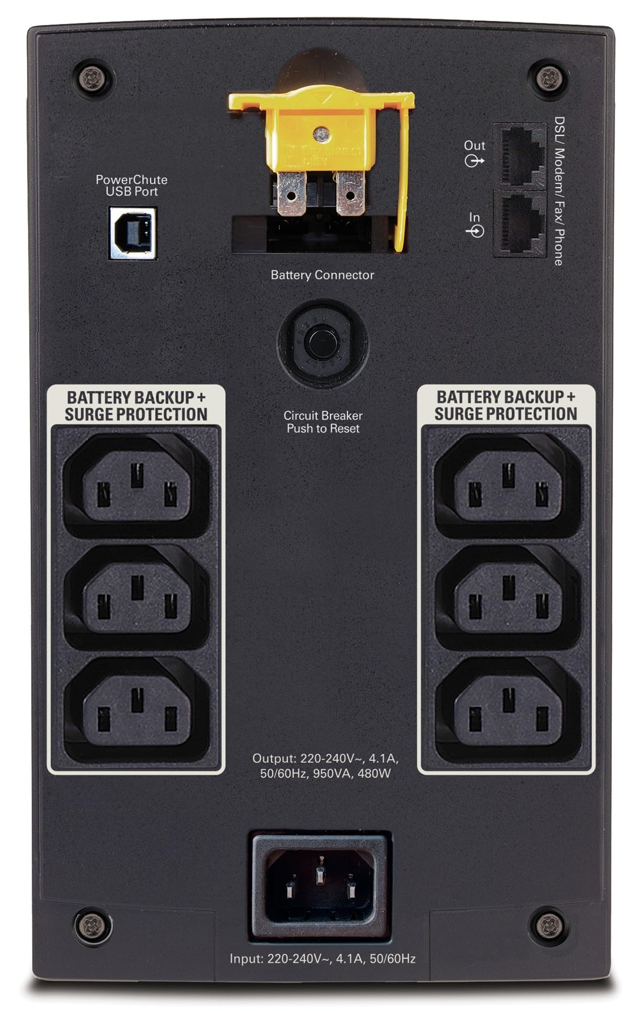 APC Back-UPS BX - BX950UI - Gruppo di Continuità (UPS) Potenza 950VA (AVR, 6 Uscite IEC-C13, USB, Shutdown Software)