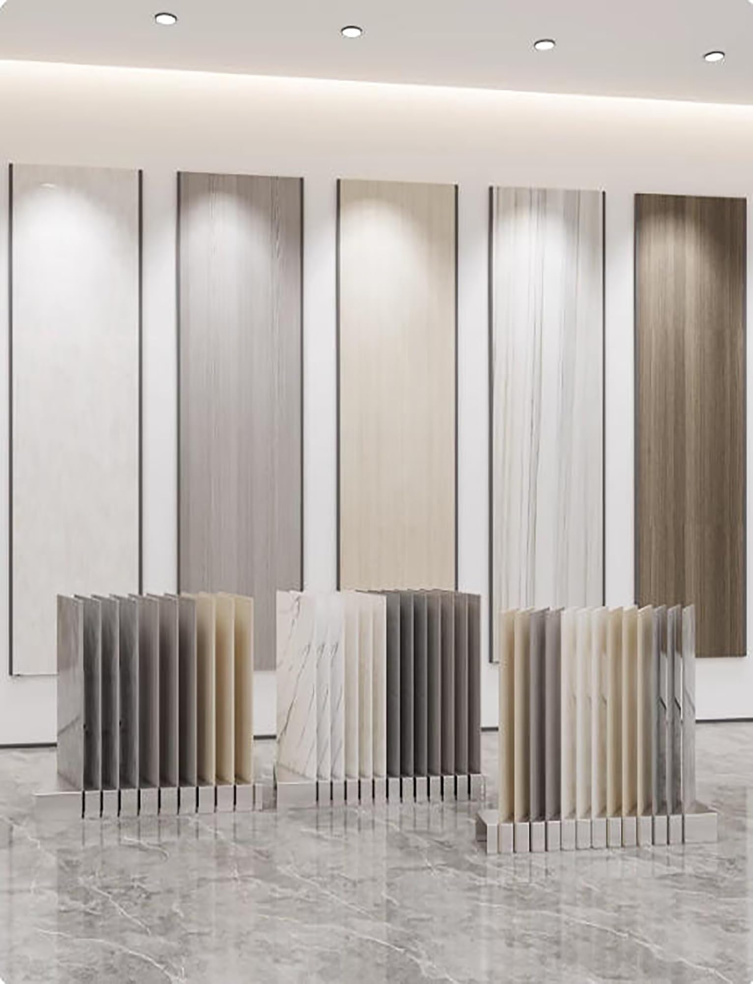 Vertikales Steinregal – Mehrzweck-Halter für Quarz, Glasplatten, Bodenfliesen und Arbeitsplattenproben – schlankes Design für Vitrinen und Einzelhandelsdisplays