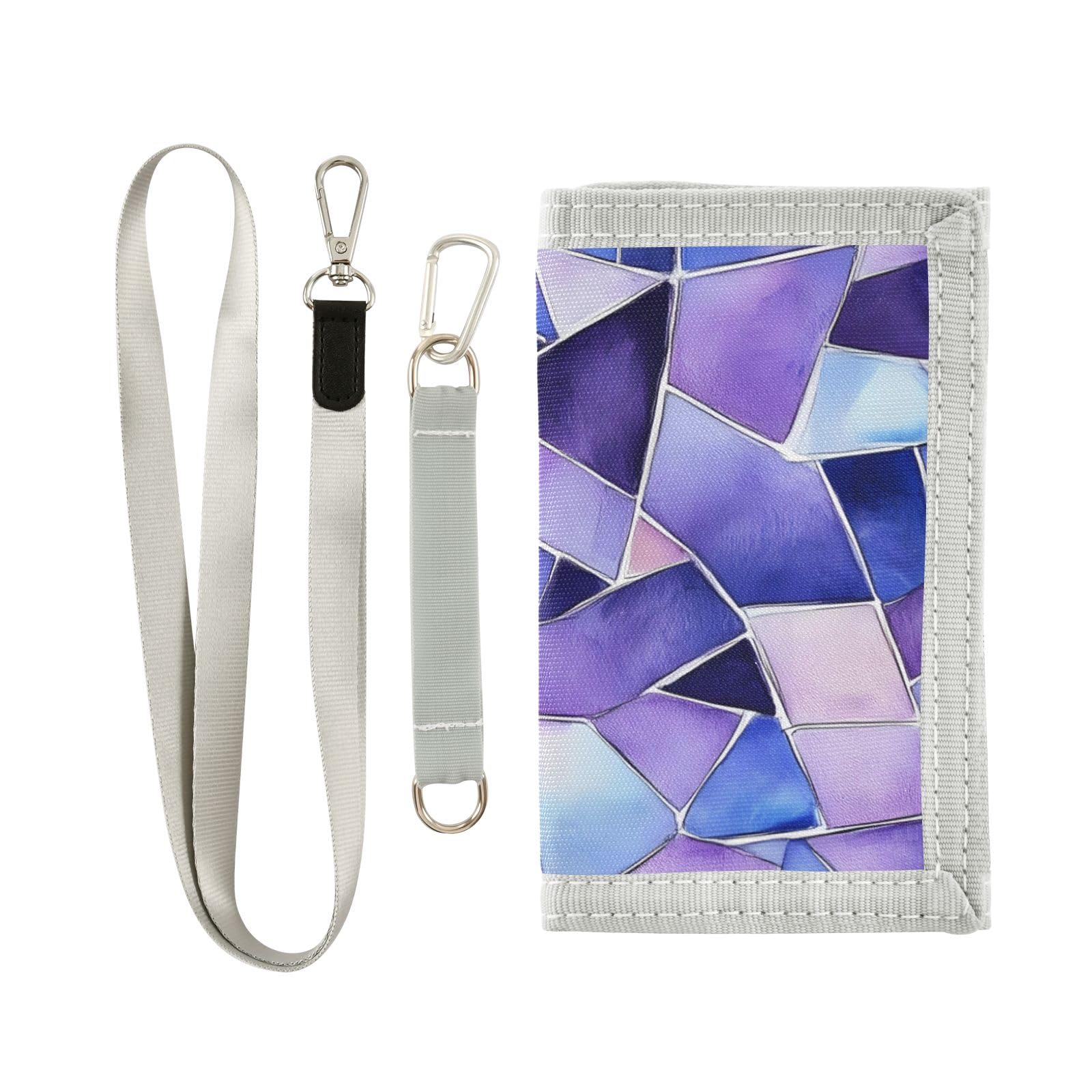 ALAZA Kids Wallets for Boys Girls Toddler Trifold Wallet Children Small Purple Stained Glass Pattern with Zipper Coin Pocket