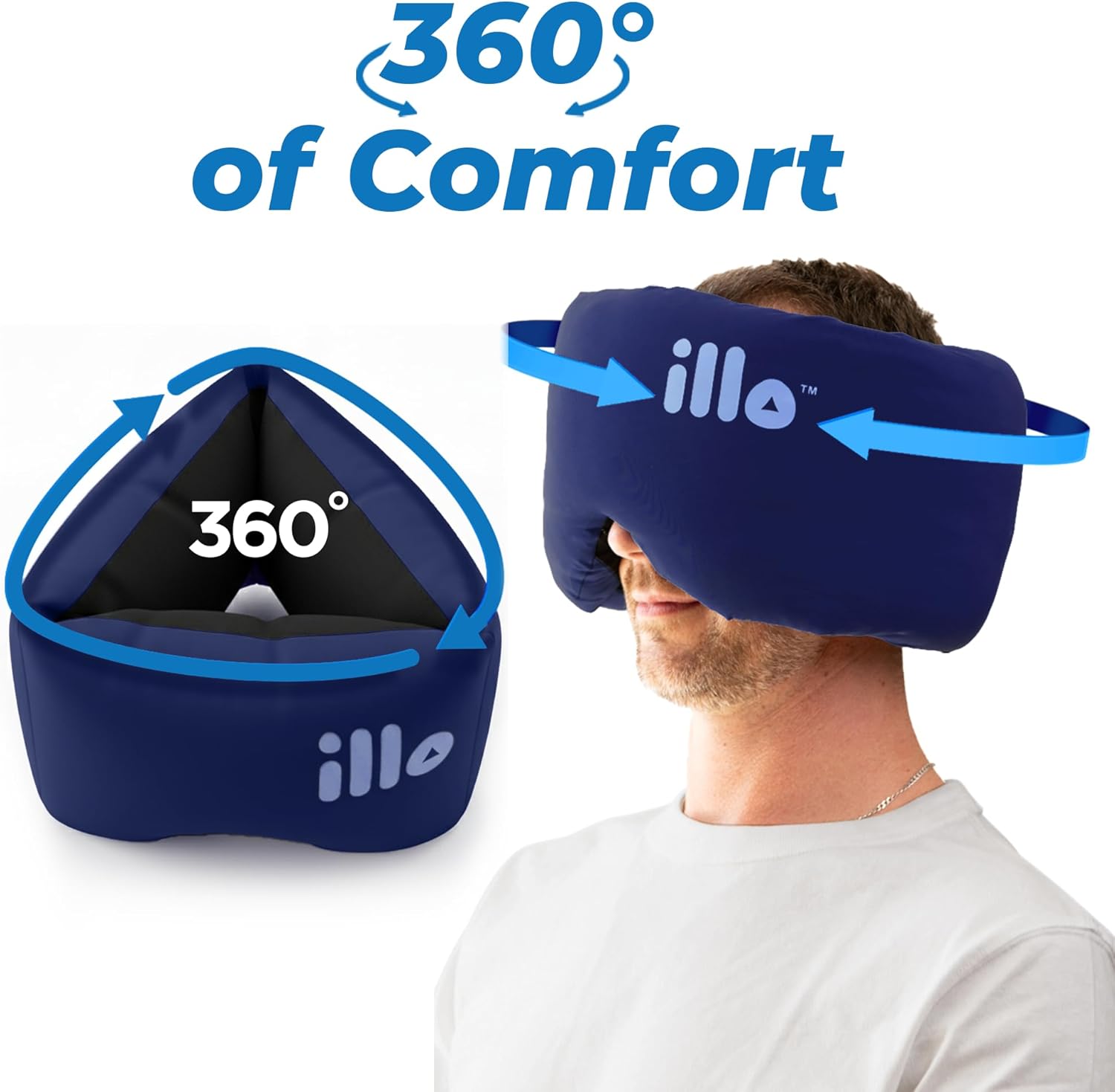 illo Wearable Pillow Sleep Mask | Blackout Weighted Eye Mask for Sleeping Napping & Side Sleepers | Soft Mulberry Silk Blend Patented Light Blocking for Travel Bed Camping Airplane Work | Women & Men