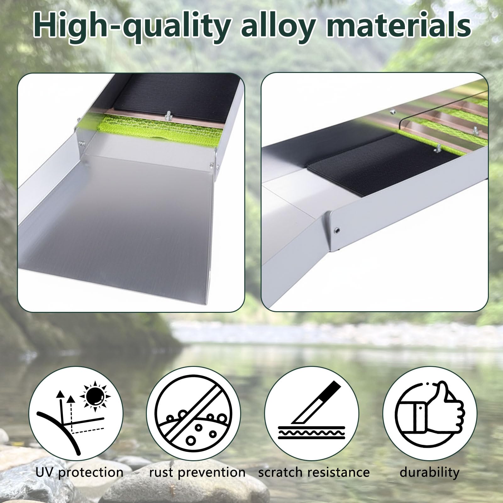 Faltbar Goldwaschrinne aus Aluminiumlegierung 127 cm Komplettes Goldwaschset mit Rinnwerkzeugen