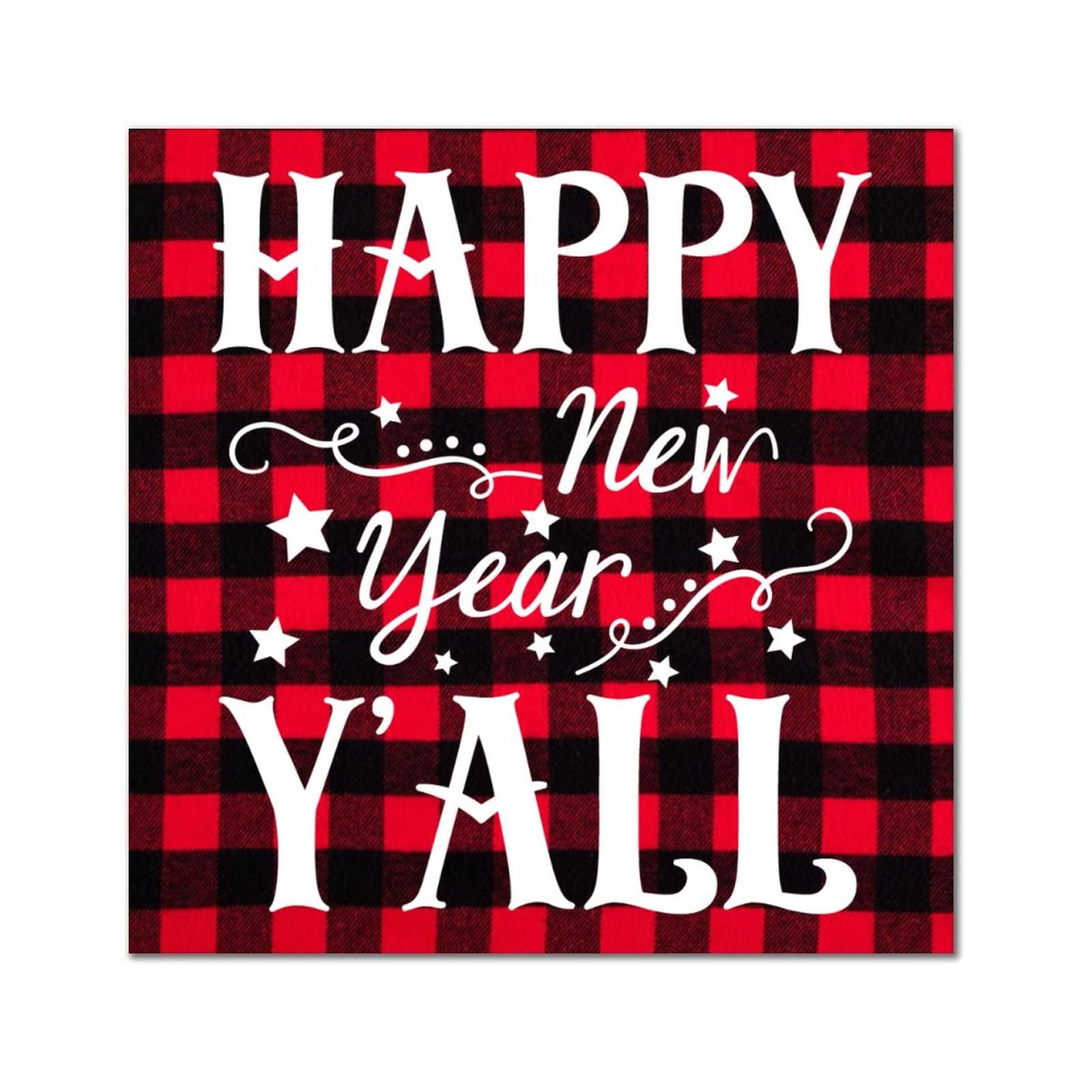 Plaque en bois Happy New Year Yall panneau suspendu rétro pour maison