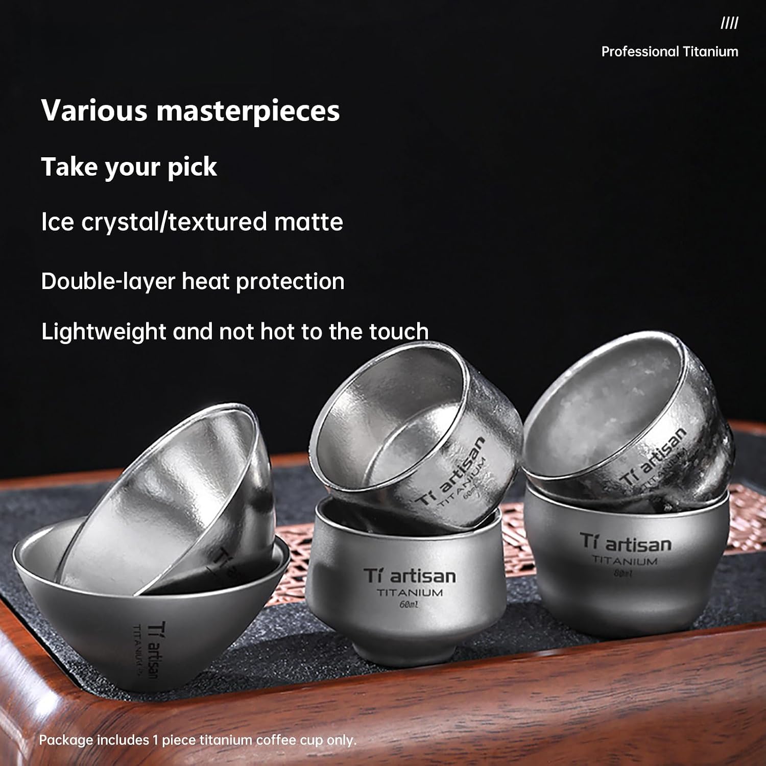 Double Wall Titanium Cup Titanium Tea Cup 80ml/2.7fl oz