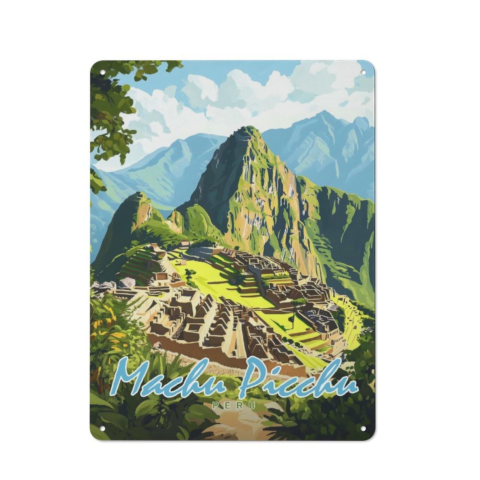 Junmoney Style-12 Machu Picchu Peru Vintage Printed Metal Sign 40X30cm For Living Room Wall, For Vintage Wall Decor Fans, For Themed Room Decoration