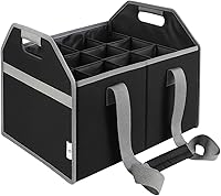 12 Bottle Wine Carrier Collapsible Reusable with Strap for Liquor Champagne Beer Glasses Storage Shopping Travel (Black)