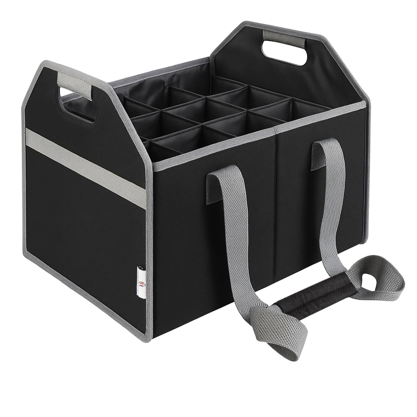 TheBarsentials 12 Bottle Wine Carrier Collapsible Reusable with Strap for Liquor Champagne Beer Glasses Storage Shopping Travel (Black)