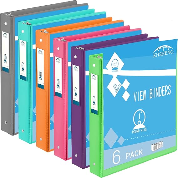 6 Pack 3 Ring Binder & 1 Set 12-Tab Divider Combo Set