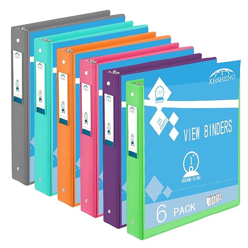 3 Ring Binders,1” Round Ring, Holds 8.5 * 11inch Papers,