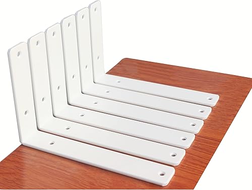 Miniatura 80 de Paquete de 12 soportes de hierro en L, negro, 12 pulgadas de largo x 8 pulgadas de alto x 1.5 pulgadas de ancho, 13/64 pulgadas de grosor, para