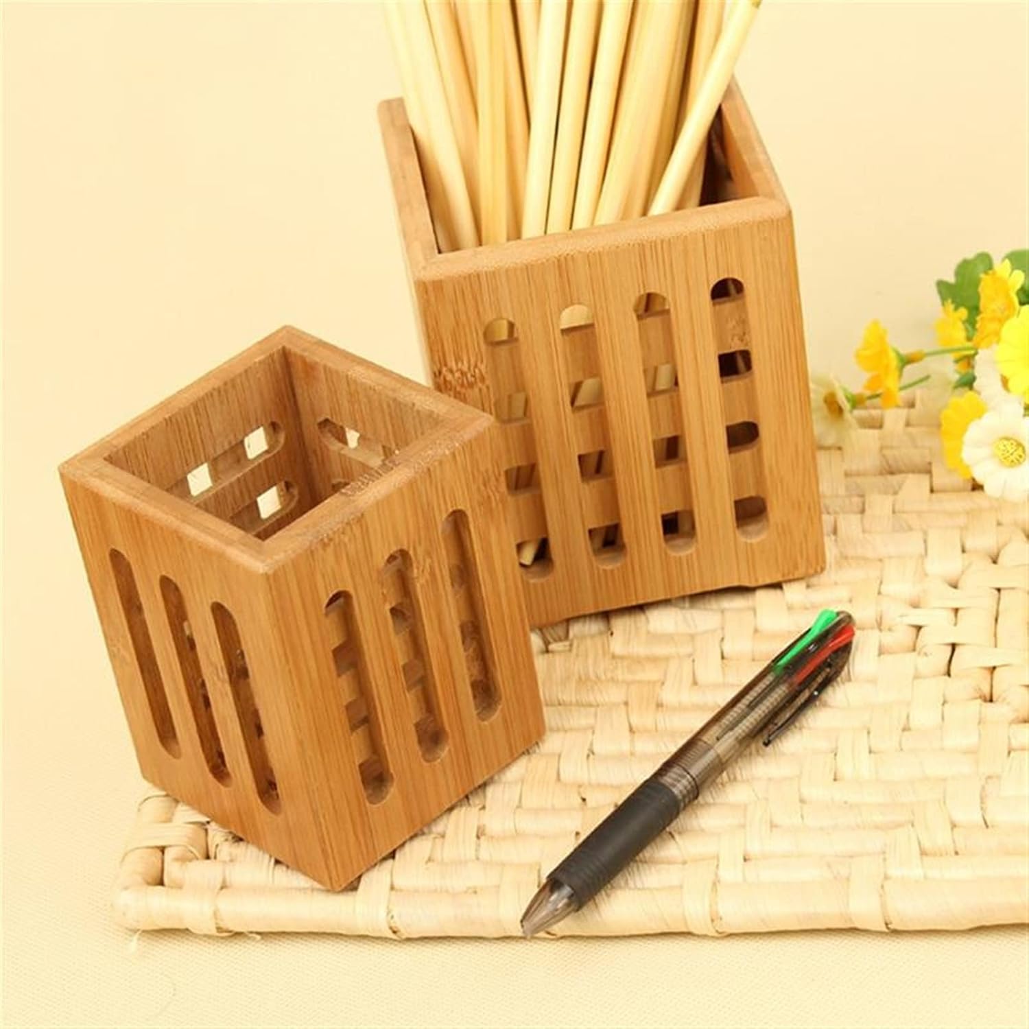 Utensil Holder 1 pc Chopsticks Holder Holey Kitchen Bamboo Tableware Drying Canister Storage Bucket Cutlery Organizer for Restaurant for Home Kitchen Restaurant