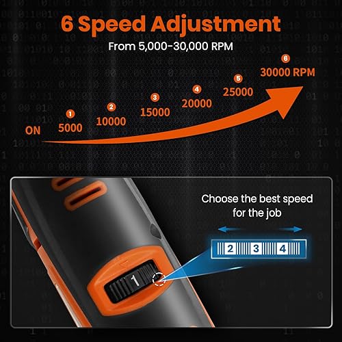 Miniatura 3 de HARDELL Herramienta rotativa inalámbrica de 12 V, kit de herramientas rotativas de 6 velocidades, 30000 rpm, 94 accesorios de herramientas rotativas