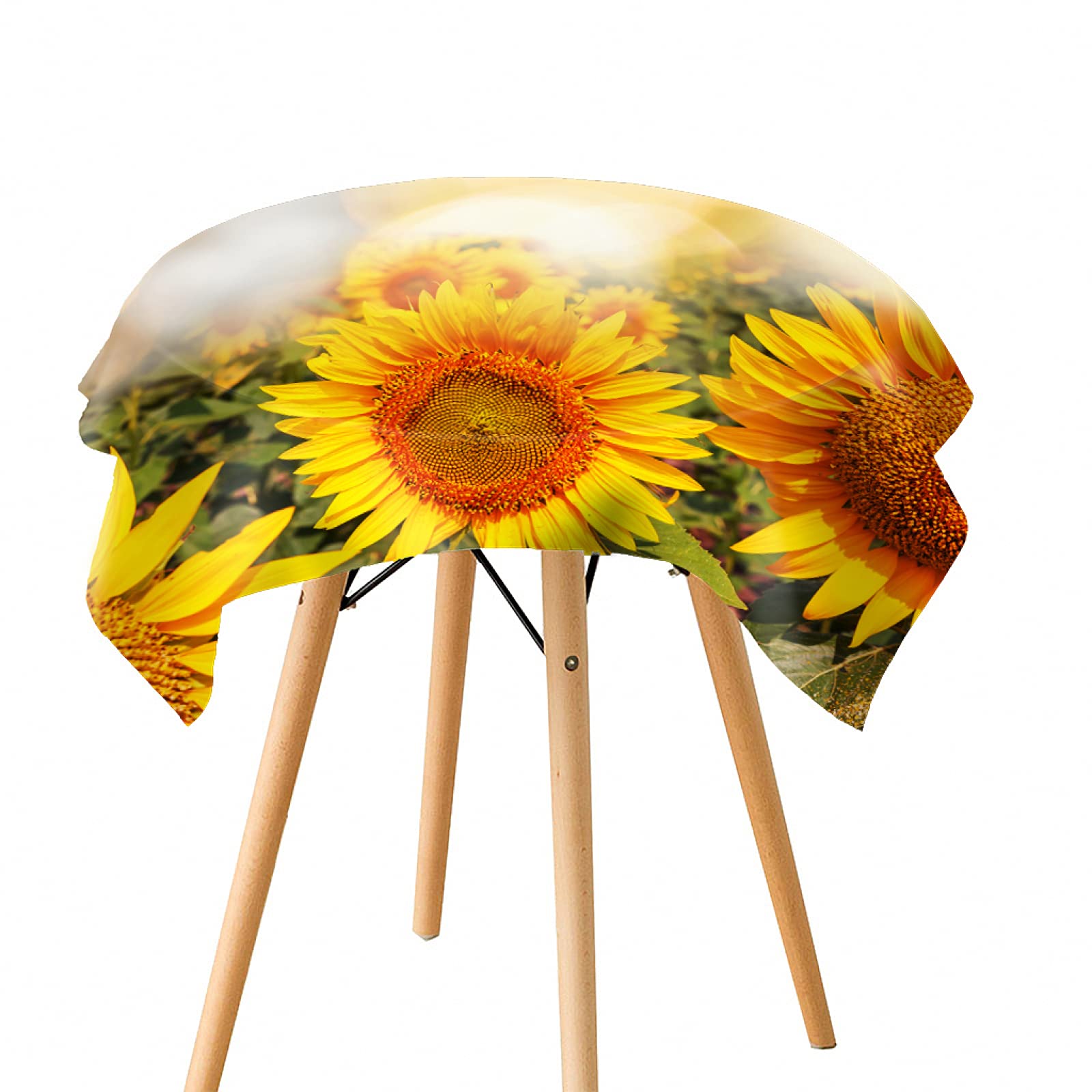 Nappe De Table Ovale Avec Tournesol - Motif Fleurs Jaunes Rustiques Sur