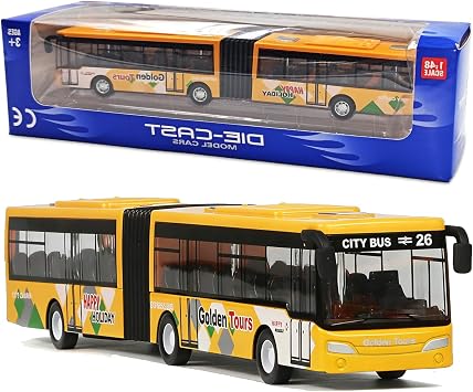Bus Car, Bus Model Car Pull Back City Cars Trucks Vehicles BusmodelCar Play Vehicles CityBuses Vehicle Die-cast City Buses Cars Model Pull Back Vehicle Gift for Birthday Yellow