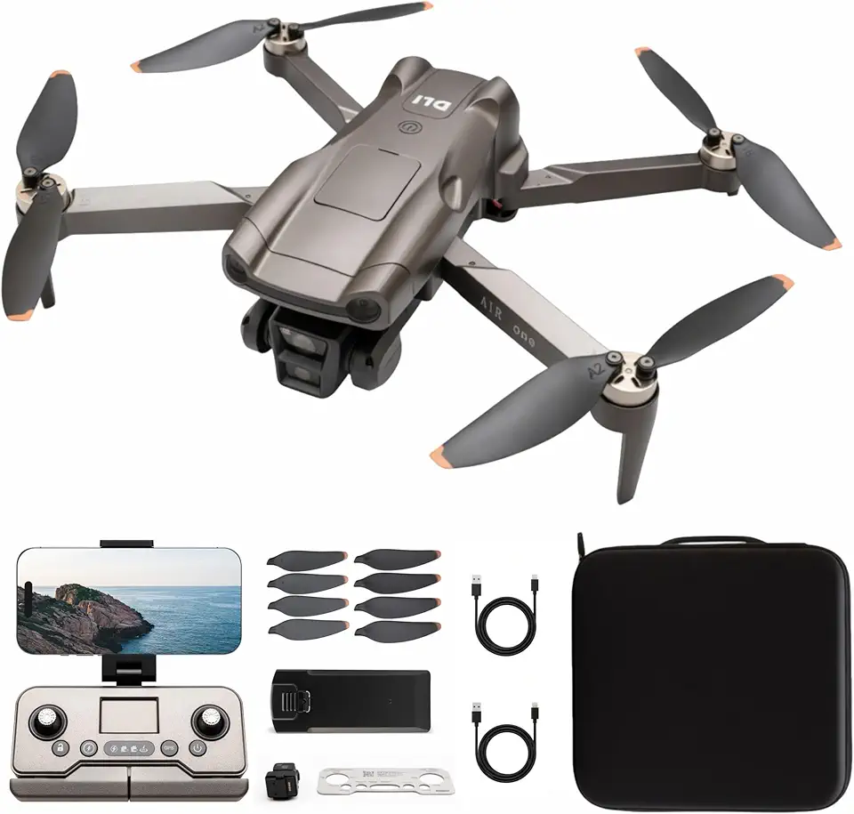 Drone GPS DLI com Câmera 4K para Adultos, FPV de Motor Sem Escova com Retorno Automático, Seguir-Me, Voo por Toque e Voo em Círculo, Abaixo de 249g, 50 Min de Voo, Dobrável para Adultos e Iniciantes (Bateria única padrão)