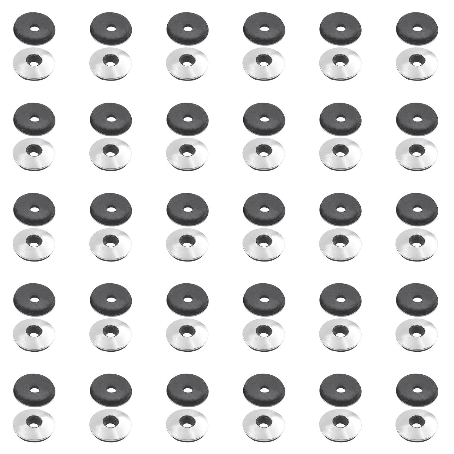 Swpeet 60Pcs #8 x 1/2" - M4.2 x12mm Stainless Steel Neoprene EPDM Bonded Sealing Washers Gasket Assortment Kit, Rubber Bonded Sealing Washers for Screws