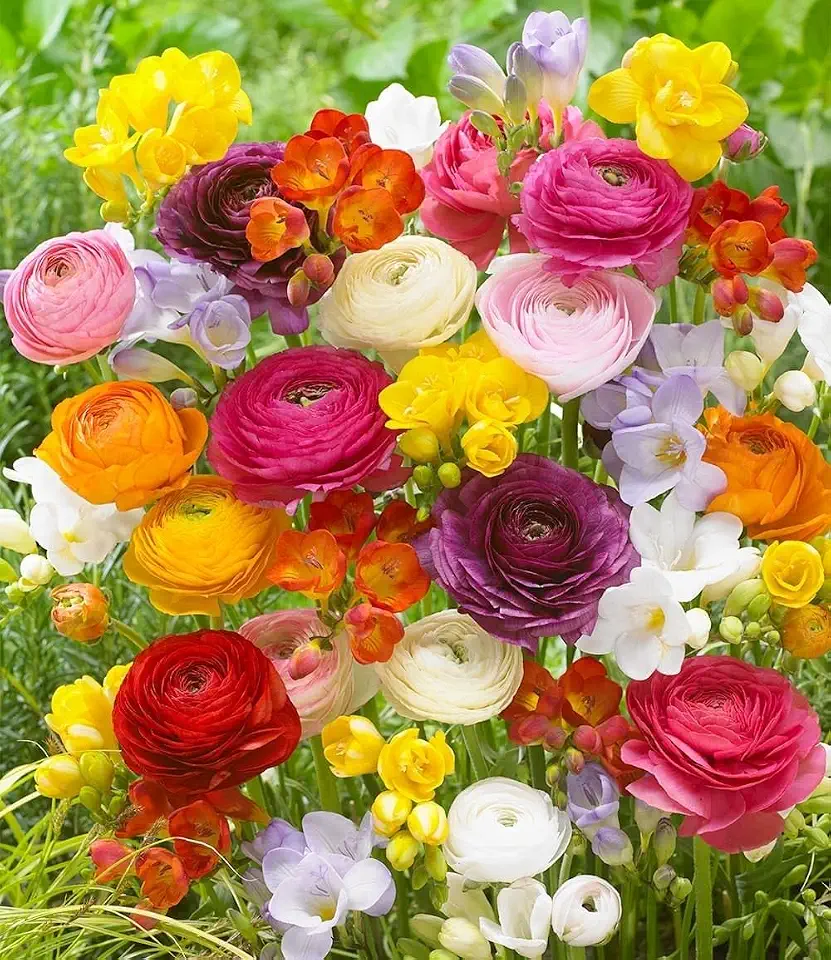 Glockenwinde bei Nervosität und Verdauungsbeschwerden 3 BALDUR Garten 35er Freesien- & Ranunkel-Mix Butterfly Beauty, 35 Zwiebeln Prachtmischung, Blumenzwiebeln, pflegeleicht, Wasserbedarf gering, blühend, Freesia, Ranunculus asiaticus